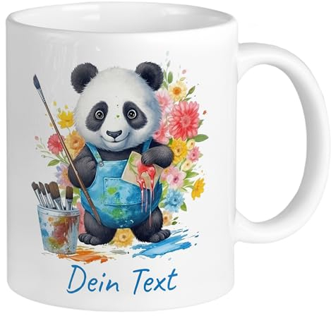 GRAZDesign Süße Tasse Panda mit Namen personalisiert Namenstasse Kindertasse Kaffeebecher Pandabär Keramik 330ml