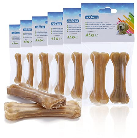Nobleza - Hueso Prensado para Perros Fortalecedor de Dientes Stick Dental Dog Snack, Hueso de Nudillos de Cuero Crudo, Hueso para morder, 7.6cm, 24pcs