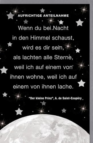 Skorpion Trauerkarte Mond und Sterne, mit Silberfolie - mit Umschlag