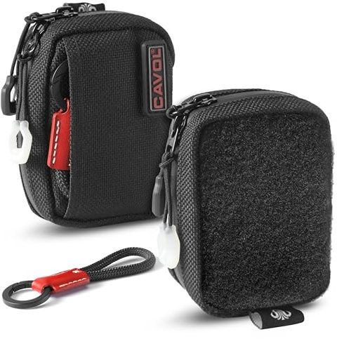 Cavol EDC Pouch, Nylon EDC Pocket Organizer Pouch für 4,21 Klappmesser Scheide, kleine EDC Organizer Pouch Taschen, GITD Drawstring und Titan Schlüsselanhänger Zubehör (Schwarz)