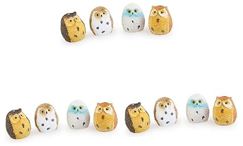Sosoport 12stücke Miniatur Katzenkopf-eulen Deko Teiliges Harzornament Für Mikrolandschaften Langlebig Und Niedlich Für Kleine Gartenprojekte Und Moosdeko