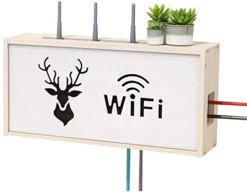 PUIOTEAI - Tapa para caja de almacenamiento para router WiFi, soporte para caja de Internet, soporte de pared, estante de almacenamiento para sala de estar, TV, estante para decoración de interiores