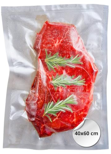 Sacchetti sottovuoto alimenti 100 pezzi 40x60 cm - Sacchetti Ideali per Conservazione Alimentare e Cottura Sottovuoto - Made in Italy