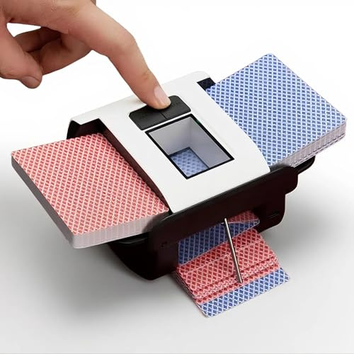 CUIYKAI Barajador automático de cartas de 1 a 2 barajas, recargable de 2000 mAh, barajador de cartas eléctrico 2 barajas para UNO, Poker, Phase 10, Skip-Bo, Texas Hold'em, Blackjack, juego de cartas