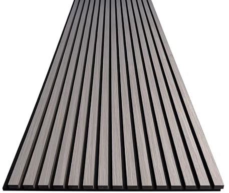 Display Guru Sturdy & Durable Wooden Slat Acoustic Wall Panels & Ceiling Panels with Fibre Sound Absorbing (10, Grey Oak)