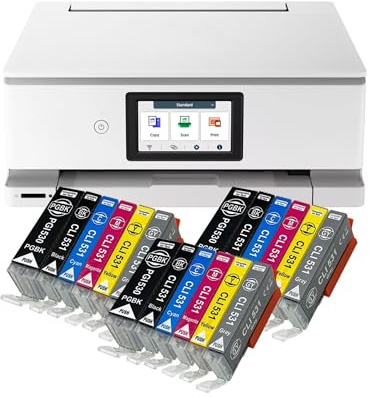 IC-Office TS8751 Tintenstrahl Multifunktionsdrucker 3-in-1 (Drucken, Kopieren, Scannen, SD-Karte, Duplex, WLAN, AirPrint) weiß + 18 XXL Tintenpatronen