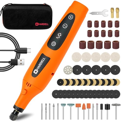 HARDELL Cordless Rotary Tool Kit, 4V Power ​​Rotary Tool with Digital Display, 6 ​​Adjustable Speed, 2000mAh Capacity Battery, 80pcs Accessories for Sanding, Grinding, Drilling, Engraving