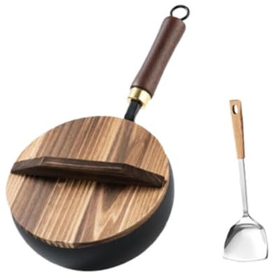 Gralara Petite poêle Wok en Fer, poêle à Frire, poêle de Cuisson, Wok Chinois Robuste, ustensiles de Cuisine pour à Induction, 20cm