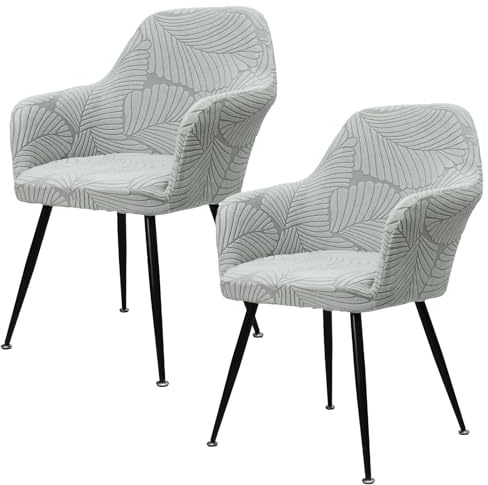 Betylifoy Stuhlhussen 2er Set Stuhlhussen mit Armlehne Stretch Stuhlbezug Abnehmbare Waschbar Stuhl Bezug Stuhlbezüge für Esszimmer Restaurant Bürostuhl (2, Hellgrau, Universal)
