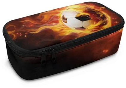 Dngkaoje Großes Federmäppchen für Mädchen und Jungen, ästhetisches Federmäppchen, Organizer mit Reißverschluss, niedliches Federmäppchen für die Schule, Flamme Wasserfußball, L10.2xW4.5xH3.2 inches