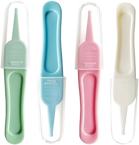 Heyumybit Baby Sicherheits Pinzette,4 Stück Baby Kunststoff Nasenpinzette,Nase Reinigung,Rundkopf Pinzette,Nasenreinigung Pinzette für Nasenreinigung