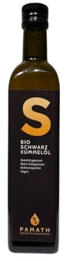 PAMATH Huile de cumin noir biologique, pressée à froid, non filtrée, pure naturelle, 250 ml