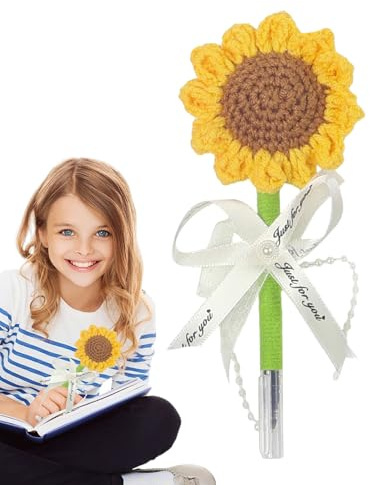 Penne floreali – Penne da donna | Utensili lavorati a maglia fatti a mano all'uncinetto cancelleria decorazione per ragazze donne insegnanti, uffici, scuola, lavoro, feste, matrimonio