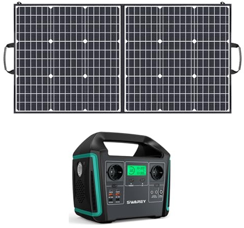 SWAREY Estación de Energía Portátil, 725Wh Generador Solar con 100W Panel Solar, 2 Salida de CA de 1000W (Pico de 1500W), 2 Puertos USB-C de 65W, Batería Externa para Camping Viajes Emergencia RV