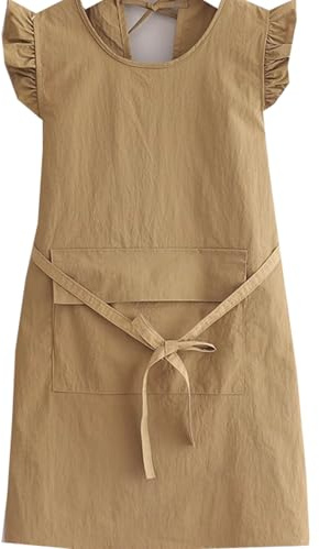 CBBEONRN Delantal Cocina Mujer Delantal Impermeable con Bolsillos para Barbacoa, Cocina, Limpieza, Hostelería, Frutería Y Trabajo - Uniforme Laboral Cómodo Y EficazBlack,One Size
