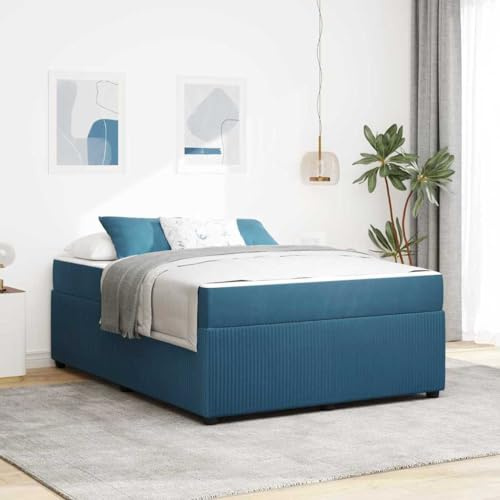 Bequemes Boxspringbett mit Matratze 160x200 cm Stilvolles Design in Blau Hochwertiger Samtbezug Inklusive Komfortschaummatratze