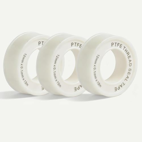 Alinw 3 Pcs PTFE Tape, Plumbers Plumbing Plumber Thread Tape, Plumbers Mate for Leaking Water Pipes, Plumbing Plumber Thread, Bathroom, Kitchen, Garden with Snap On Cover in White