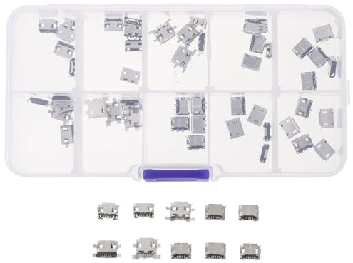 BUGUUYO 50 pièces Connecteur Micro USB Femelle Broches à Souder Adaptateur Réparation USB et Facile à Installer Port Prise Jack pour Divers Appareils