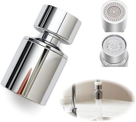Faucet Aerator, 360° Swivel Tap Spray Head, Dual Function Kitchen Tap Aerator Water Saving Nozzle with Soft Bubble Stream & Strong Spray, for Bathroom Sink,