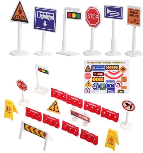 VICASKY Jouets Panneaux Signalisation Routière pour Garçon Fille Modèles de Panneaux de Rue Plastique Kit Éducatif pour Apprentissage des Règles de Circulation
