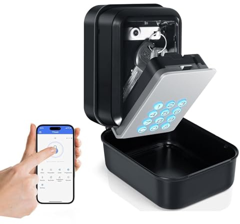 Smart Schlüsseltresor Elektronisch, Schlüsselsafe mit ZahlencodeMobile App & PIN-Code Schlüsselbox mit Code für Draußen für Airbnb, Büros, Wohnungen, Garagen und Besucher