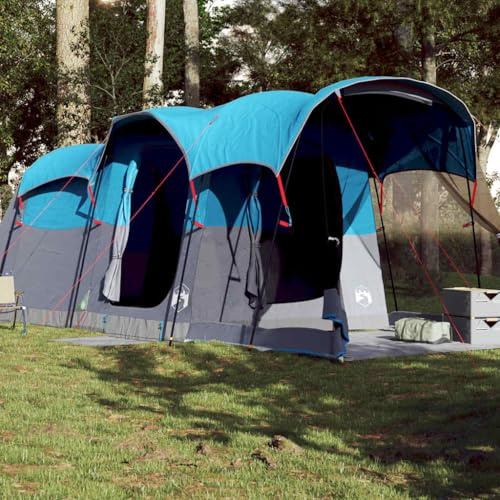 Tunnel-Familienzelt für 8 Personen, Blau, Wasserdichtes Campingzelt mit Vorzelt, 185T Polyester PU-Beschichtung, 610x244x198cm, Ideal für Outdoor-Abenteuer