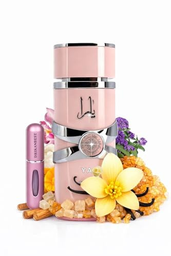YaraRosa Eau de Parfum 100ml – Perfume Árabe para Mujer Dulce y Floral – Fragancia Femenina de Larga Duración – Incluye Atomizador Recargable Drikanbest 5ml