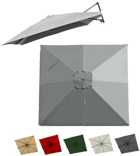 3x3.0m Telo Di Ricambio Per Ombrellone Decentrato, Copertura Di Ricambio Per Parasol Quadrato, Tessuto Per Ombrelloni Da Giardino Mercato(Gray,3x3.0m/9.8x9.8ft)