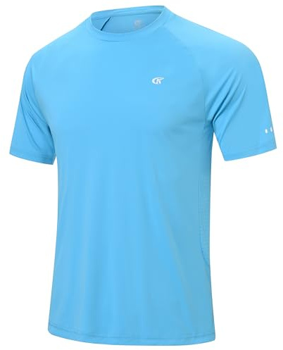 Huayuzh Herr UV-skydd rashguard UV-skjorta UPF 50+ flytande t-shirt snabbtorkande andas surfing, blå, 3XL