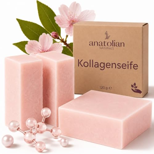 Anatolian Naturals Naturseife 120 g – Feste Pflege für Gesicht, Körper und Haare – Verschiedene Sorten und Packungsgrößen (120 Gramm (1er Pack), kollagen)