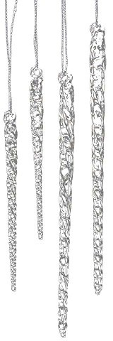 Kurt Adler 3.5-5.5 Inch Clear Glass Icicle Ornament Set of 24 Pieces