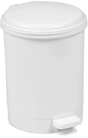 Chabrias 40L Kitchen Pedal Bin with Lid - Large White Plastic Step-On Waste Bin with Removable Inner Bucket, Family & Commercial Rubbish Bin for Kitchen, Office, Utility Room or Recycling - 40 Litre