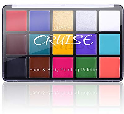 UCANBE Face Body Paint Oil, Professional 15 Colors FX Makeup Palette- Non Toxic Hypoallergenic Safe Facepaint for Halloween, Cosplay Costumes, Parties and Festivals