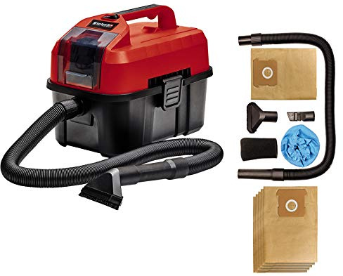 Einhell Den sladdlösa grovdammsugaren TE-VC 18/10 Li-Solo Power X-Change (utan batteri och laddare) & Original Einhell smutsfångande påse 10 l (våt-torr dammsugartillbehör, 10 liter, 5 stycken)