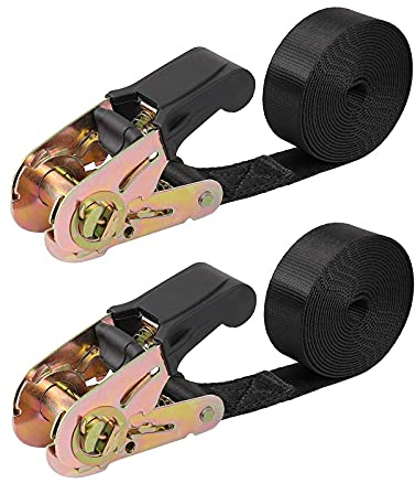 Endless Ratchet Tie Down Straps Heavy Duty Cargo Tie Downs, Sturdy Nylon Black Strap Down Ratcheting Securing Straps, Track Spring Fittings, Tie-Down Motorcycles, Trailer Loads, Kayak
