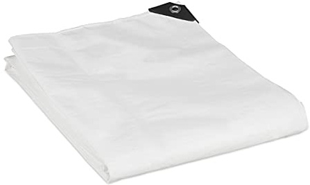 Relaxdays tarpaulin, 120g/m² material thickness, tarp, cover, tearproof & waterproof PE material, 1.5 m x 6 m, white