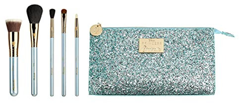 Sigma Beauty Disney Askungen saga makeupborstset – ansikte och ögonskugga – allergivänlig, vegansk – 5-delars set, blå och guld
