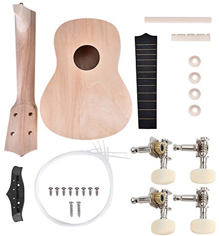 Kit de Bricolage Ukulélé Faire Votre Propre Ukulélé 21 Pouces Tilleul 4 Cordes Ukulélé Bricolage pour Enfants Adultes Projet D'art