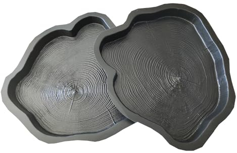 FHONYX 2 Stück Gießform Pflasterform Schablone für Beton 47x42x4cm Bodenbelag Platten, schalungsformen, Baumstamm, Gartendekoration, Der Querschnitt, Nachahmung Holzmaserung DIY Gehweg Pflastersteine