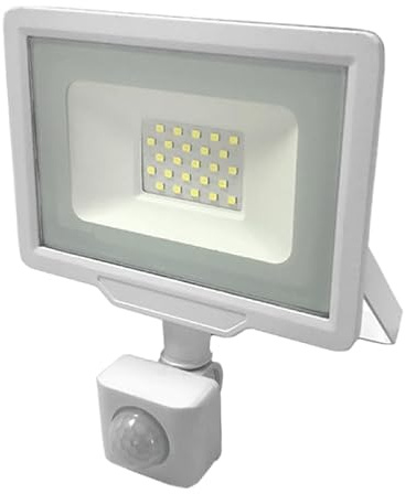 Projecteur LED Extérieur 30W IP65 BLANC avec Détecteur de Mouvement Crépusculaire - Blanc Froid 6000K - 8000K - SILAMP