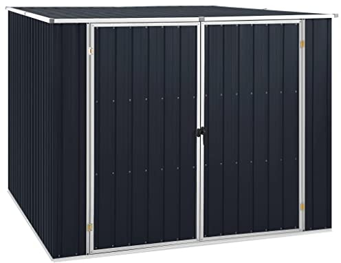 YEZIYIYFOB Gerätehaus Anthrazit 195x198x159 cm Verzinkter Stahl Gartenschrank Gartenhaus Metall Fahrradgarage Gartenschrank Wetterfest GartenhüTte GeräTehaus Metall Outdoor Schrank Viel Platz