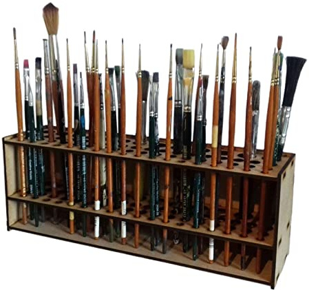 Pinselhalter Ständer | 1/2 Stück Holz Bürstenhalter Organizer | Mehrzweck Aufbewahrungsboxen für Kunstpinsel mit 67 Löchern | Pinselhalter Malen Zubehör für Make-up-Pinsel, Kunstpinsel