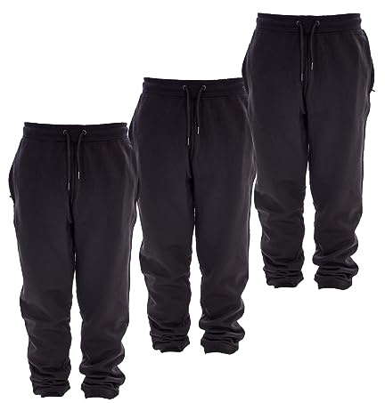 Keanu 3 Pack Regular Fit Kids Joggers - Super Soft Jogging Bottoms with Brushed Fleece Lining - Lounge Pants Gym Joggers Boys Girls School Uniform - Kids Sizes 5-14 Years (Black Pack, 13-14 Years)