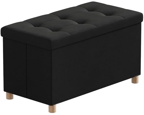 BRIAN & DANY 30 Inches Folding Storage Ottoman Bench, Ottoman with Storage Bench for Bedroom, Living Room, Entryway, Foot Rest with Legs, Black