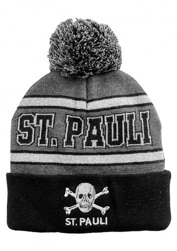 FC St. Pauli - Totenkopf - Bommelmütze schwarz/grau