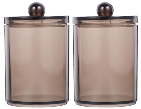 minkissy 2piezas Tarros Algodón Organizador Bastoncillos Dispensador Baño Contenedor Tapa Almacenamiento Multifuncional
