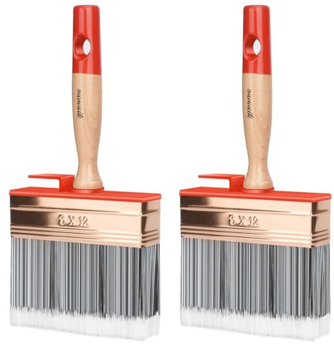 Nutmanel 2 Stück Flächenstreicher, 120x30mm Deckenbürste Tapezierbürste, Wandpinsel für alle Lasuren & Lacke, kein Borstenverlust, Malerpinsel für Wand Möbel Zaun Holz Malen Wandfarbe Flachpinsel Set