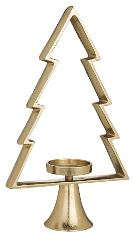 EGLO LIVING Deko Baum Mukayle, Tannenbaum mit Kerzenhalter | Weihnachtsdeko Fensterbank, Wohnzimmerdeko Weihnachten für Stumpenkerzen, Metall in Gold, H 44 cm