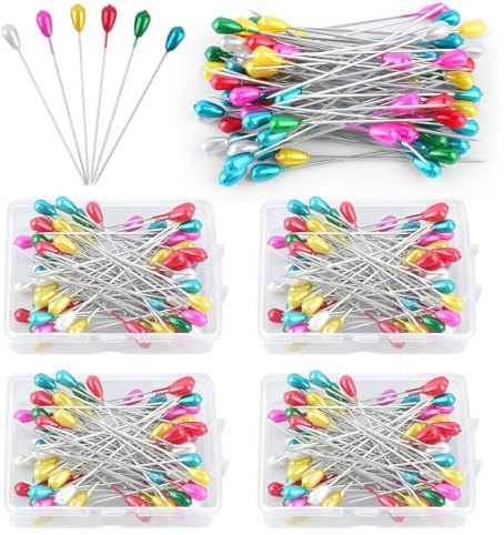 320 stycken stift med huvud, 55 mm stift lång med låda, färgglada knappnålar stickning tillbehör sy tillbehör för pyssel sömnad hantverk smycken komponenter dekoration