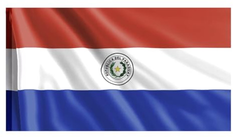 Bandera de [PAIS], Bandera 90cm x 150cm, Grande con Trabilla para Mástil y Cordones para Sujetar, Ligera, para Deportes, Fútbol, Edificios (Paraguay 1ud)